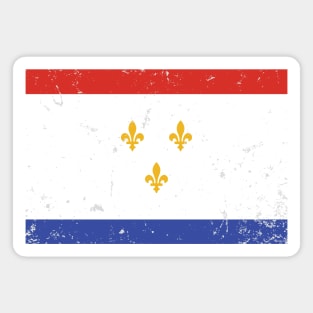 Red White Blue New Orleans Nola Louisiana Flag with Three Gold Fleurs de Lis Magnet